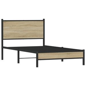 vidaXL Cadre de lit en m&eacute;tal sans matelas ch&ecirc;ne sonoma 100x200 cm