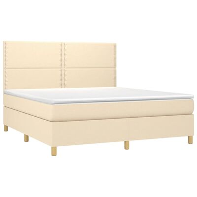 vidaXL Sommier à lattes de lit avec matelas Crème 160x200 cm Tissu