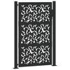vidaXL Portail de jardin noir 100x150 cm en acier avec motif feuille