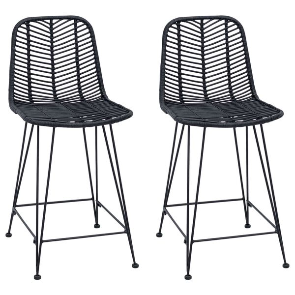 vidaXL Chaise de bar 2 pcs Noir 44,5 x 54,5 x 97,5 cm Rotin et m&eacute;tal