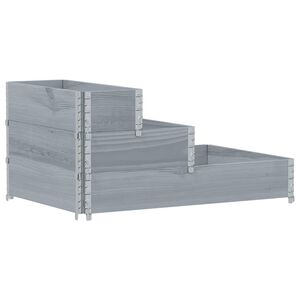vidaXL Lit sur&eacute;lev&eacute; &agrave; 3 niveaux gris 120x80 cm bois de pin massif