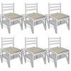 vidaXL Chaises &agrave; manger lot de 6 blanc bois solide et velours