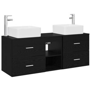 vidaXL Ensemble d'armoire de salle de bain 3 pc Ch&ecirc;ne noir