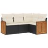 vidaXL Salon de jardin 4 pcs avec coussins noir r&eacute;sine tress&eacute;e