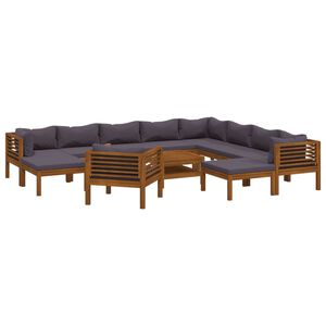 vidaXL Salon de jardin 12 pcs avec coussin Bois d'acacia solide