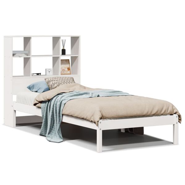 vidaXL Lit biblioth&egrave;que sans matelas blanc 90x200cm bois de pin massif