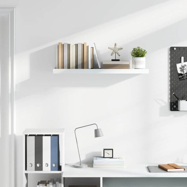 vidaXL &Eacute;tag&egrave;re murale flottante Blanc brillant 90x23,5x3,8 cm MDF