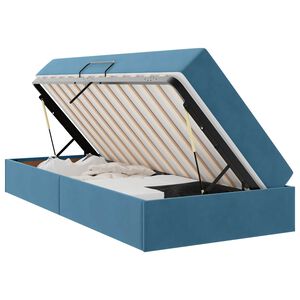 vidaXL Lit avec rangement et matelas Bleu fonc&eacute; 90 x 190 cm Velours