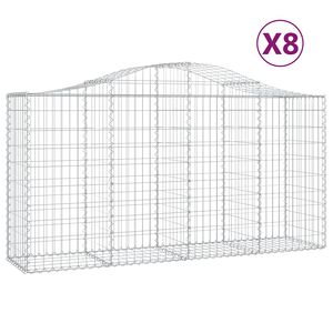 vidaXL Paniers &agrave; gabions arqu&eacute;s 8 pcs 200x50x100/120 cm fer galvanis&eacute;