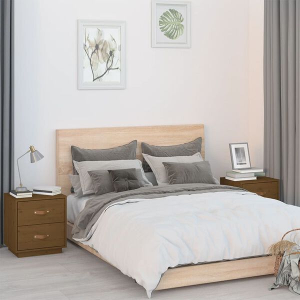 &nbsp;vidaXL Tables de chevet 2 pcs Marron miel 40x34x45 cm Bois pin massif