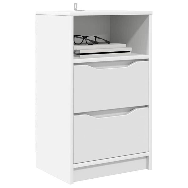 vidaXL Table de chevet Blanc 40 x 30 x 467 cm Bois d'ing&eacute;nierie