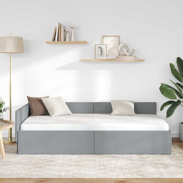 vidaXL Cadre de lit d'angle Gris clair 90 cm x 190 cm Velours