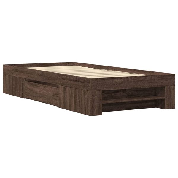 vidaXL Cadre de lit sans matelas ch&ecirc;ne marron 100x200 cm