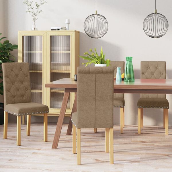 vidaXL Chaises &agrave; manger lot de 4 taupe tissu