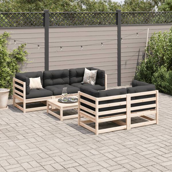 vidaXL Salon de jardin 6 pcs avec coussins bois de pin massif