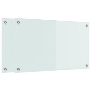 vidaXL Cr&eacute;dence de cuisine 2 pi&egrave;ces Blanc 70 x 40 cm verre tremp&eacute;