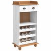 vidaXL Cabinet &agrave; vin ASKIM Blanc avec un dessus en miel