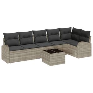 vidaXL Ensemble de canap&eacute; de jardin 7 pcs Gris clair Poly rotin
