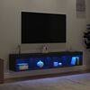 vidaXL Meubles TV avec lumi&egrave;res LED 2 pcs noir 80x30x30 cm