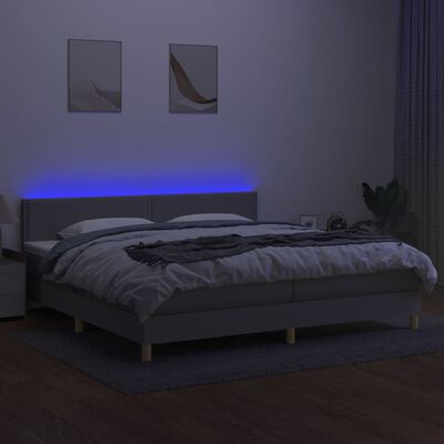 vidaXL Sommier à lattes de lit matelas LED Gris clair 200x200 cm Tissu