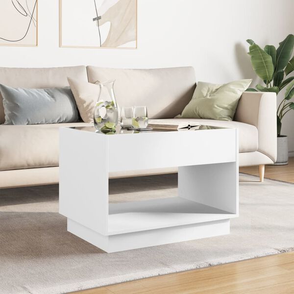 vidaXL Table basse avec LED infini blanc 70x50x50 cm