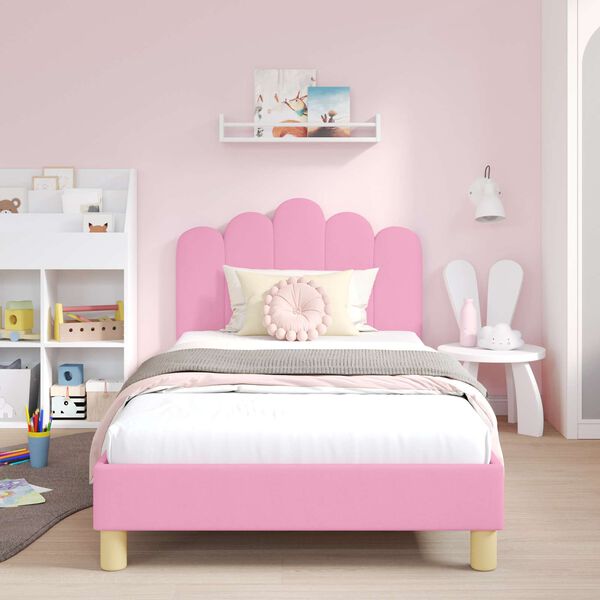 vidaXL Cadre de lit pour enfants avec t&ecirc;te de lit Rose 90 x 190 cm