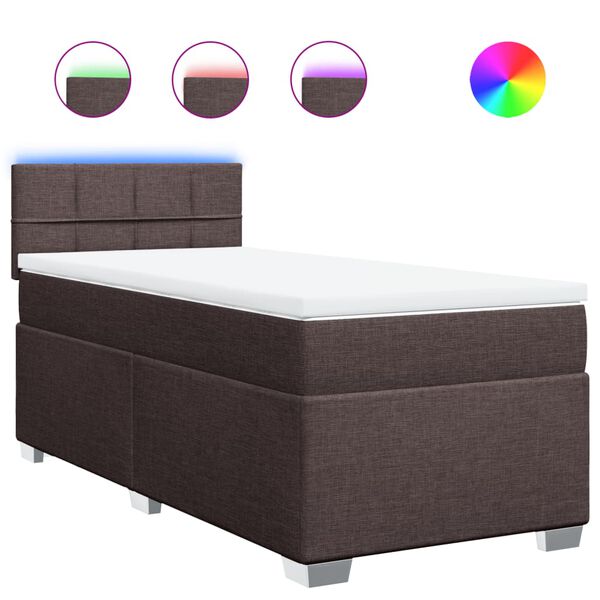 vidaXL Sommier &agrave; lattes de lit avec matelas Marron fonc&eacute; 90x190 cm