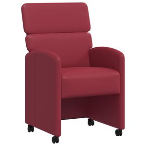 vidaXL Chaises de Salle &agrave; Manger avec Roues 2 pc Simili cuir Bordeaux