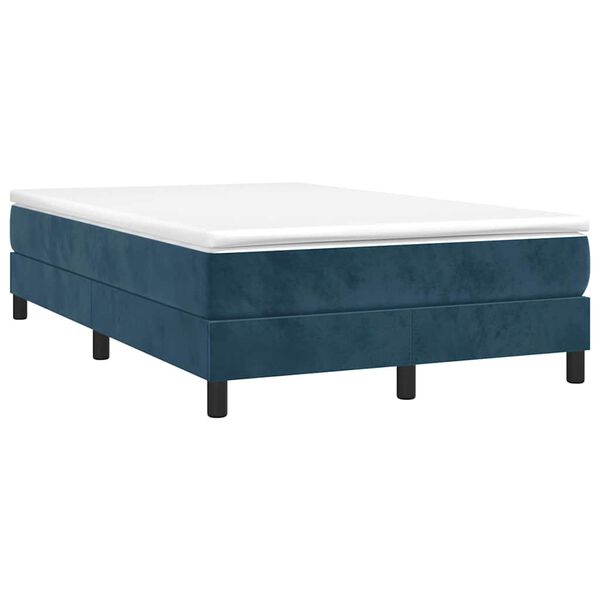 vidaXL Sommier &agrave; lattes de lit et matelas Bleu fonc&eacute; 120x200cm Velours