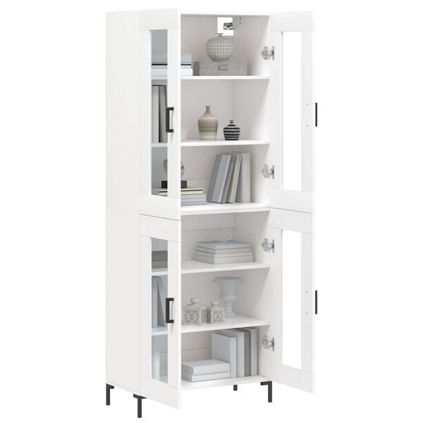 vidaXL Buffet haut Blanc 69,5x34x180 cm Bois d'ing&eacute;nierie