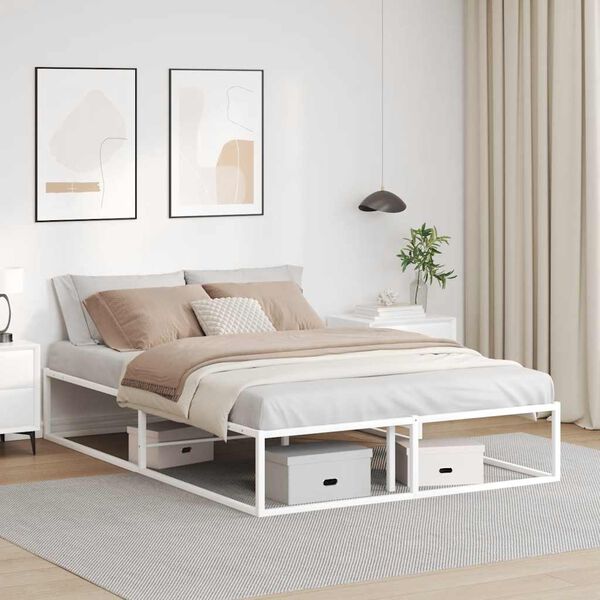 vidaXL Cadre de lit sans matelas blanc 140x200 cm métal