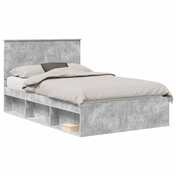 vidaXL Cadre de lit B&eacute;ton 120 x 190 cm Bois de pin massif