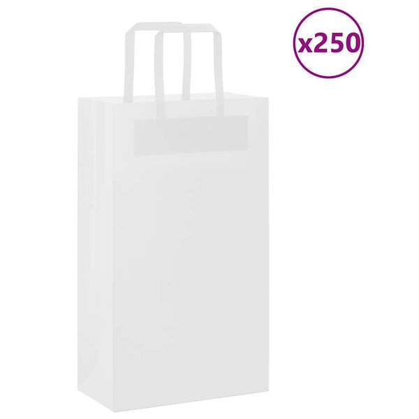 vidaXL Sacs en papier 250 pcs avec poign&eacute;es blanc 54x15x49 cm