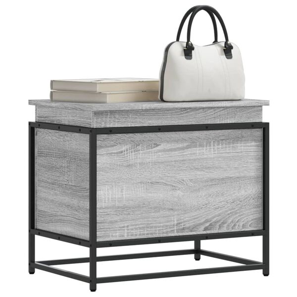 vidaXL Bo&icirc;te de rangement avec couvercle sonoma gris bois d'ing&eacute;nierie
