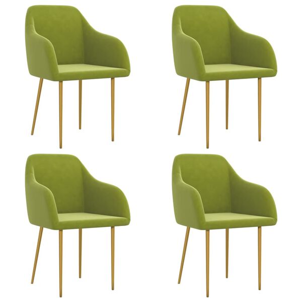 vidaXL Chaises &agrave; manger lot de 4 vert clair velours