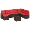 vidaXL Ensemble de Canap&eacute;s 9 pcs Marron et rouge polyrotin