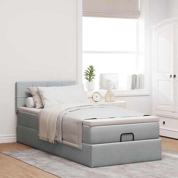vidaXL Lit ottoman avec matelas et LED Gris clair 80x200cm tissu