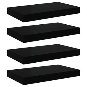 vidaXL &Eacute;tag&egrave;re murale flottante 4 pcs Noir brillant 40x23x3,8 cm MDF