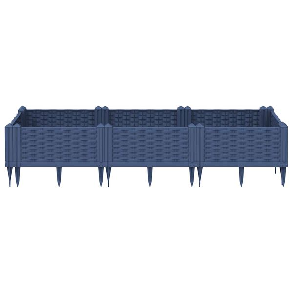 vidaXL Jardini&egrave;re avec piquets bleu gris 125x40x28,5 cm PP
