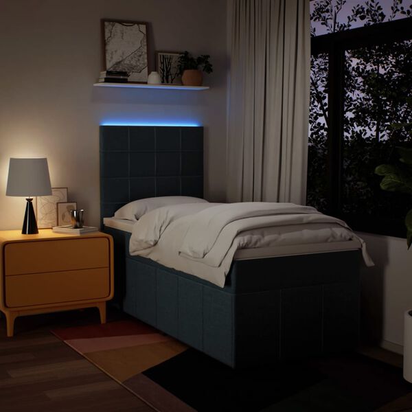 vidaXL Sommier &agrave; lattes de lit avec matelas Bleu 90x190 cm Tissu