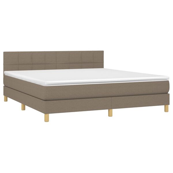 vidaXL Sommier &agrave; lattes de lit avec matelas LED Taupe 180x200 cm Tissu