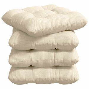 vidaXL Coussins de si&egrave;ge 4 pc Tissu en velours c&ocirc;tel&eacute; Cr&egrave;me 40 x 40 cm