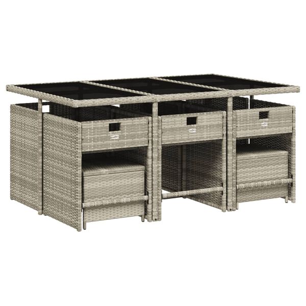 vidaXL Ensemble &agrave; manger de jardin 11pcs avec coussins gris poly rotin
