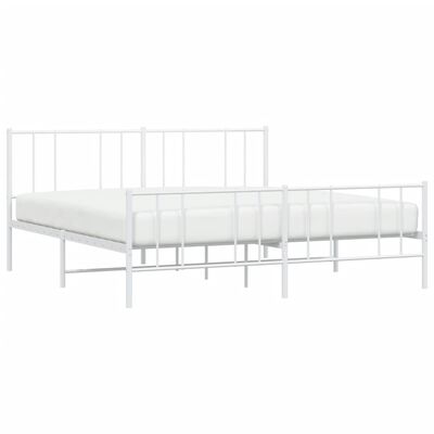 vidaXL Cadre de lit métal sans matelas et pied de lit blanc 183x213 cm