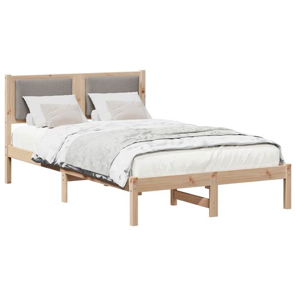 vidaXL Cadre de lit avec t&ecirc;te de lit Taupe 120 x 190 cm Pin massif