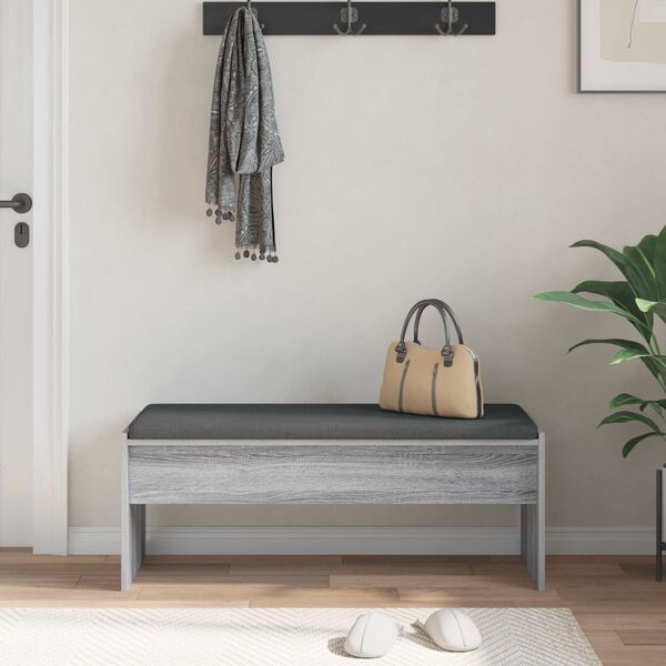 vidaXL Banc d'entr&eacute;e avec coussin Gris Sonoma 103 x 38 x 40 cm