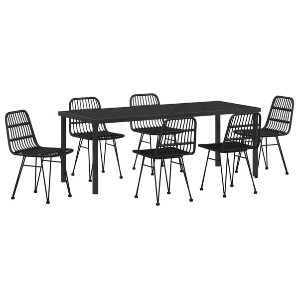 vidaXL Ensemble de salle &agrave; manger pour jardin 7 pcs Noir