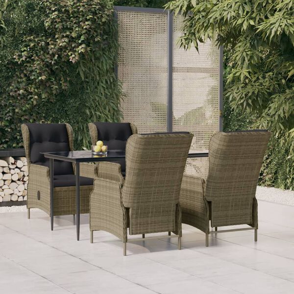 vidaXL Ensemble &agrave; manger de jardin 5pcs Marron R&eacute;sine tress&eacute;e