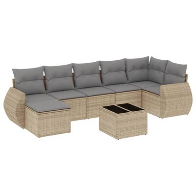 vidaXL Salon de jardin avec coussins 8 pcs beige résine tressée