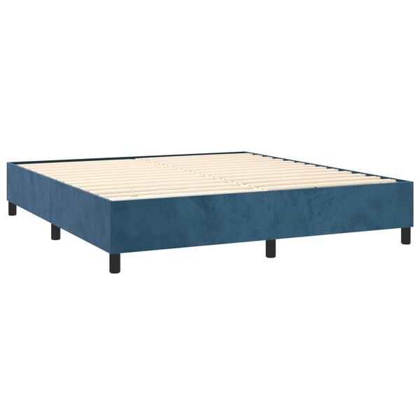 vidaXL Sommier &agrave; lattes de lit et matelas Bleu fonc&eacute; 160x200cm Velours